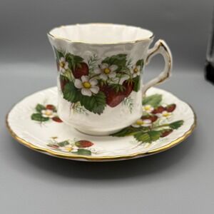 Two Hammersley/ Spode Tea Cup and Saucer Sets. Fine Porcelain. Ripe Strawberry